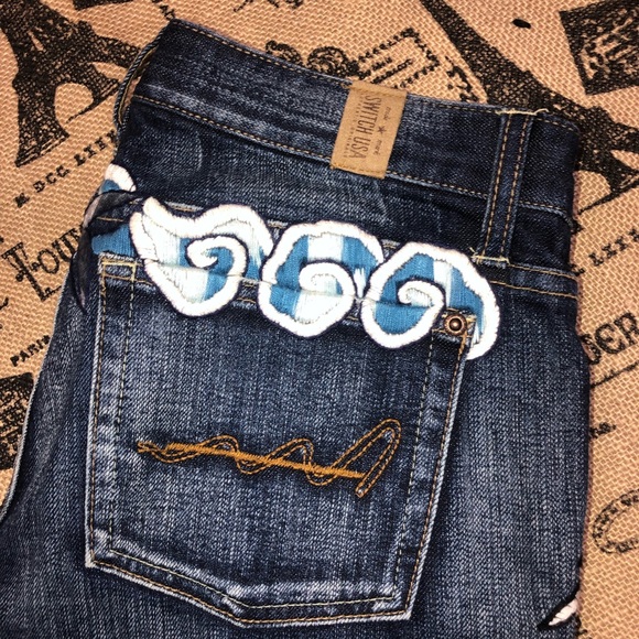 Switch USA Embroidered Bird Dark Wash Flare Bootcut Jean Size 27 - Picture 2 of 14
